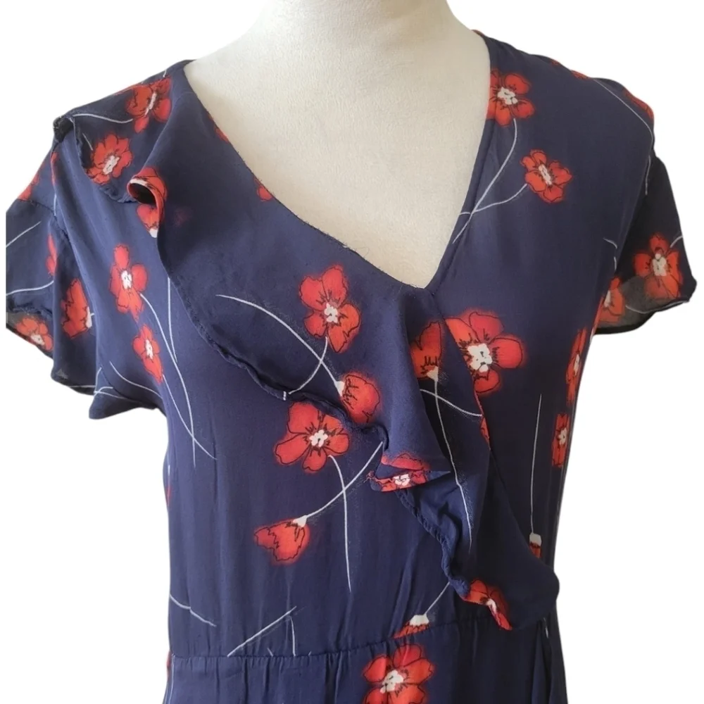 Parker‎ Verity Silk Chiffon Floral Midi Dress Size XS